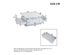 Mesa De Centro*Merax Mesa de centro laqueada de alto brilho - 70 x 70 x 35 cm - com 2 gavetas + LEDs + divisória em acrílico transparente - aglomerado - branca Branco