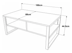 Helloshop26 Mesa de centro Laukaa com compartimentos de arrumação 44,5 x 100 x 60 cm carvalho rústico/efeito 03_0008456^ Mesa De Centro
