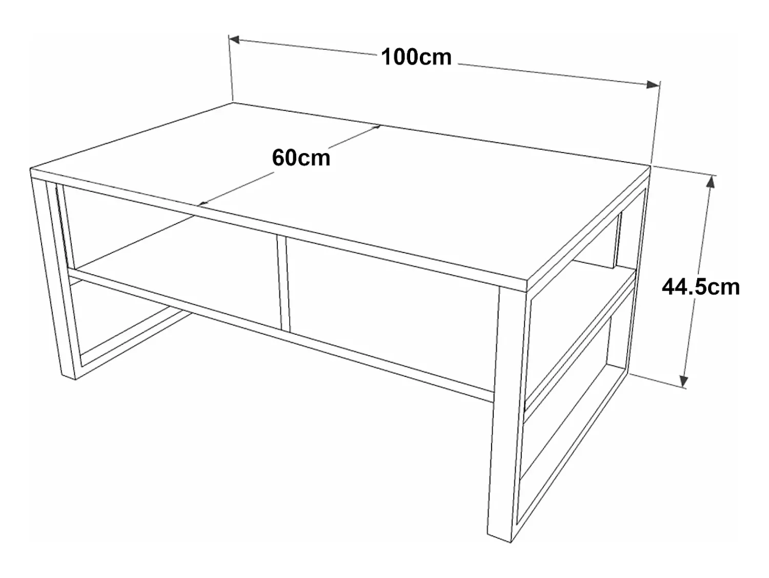 Helloshop26 Mesa de centro Laukaa com compartimentos de arrumação 44,5 x 100 x 60 cm carvalho rústico/efeito 03_0008456^ Mesa De Centro