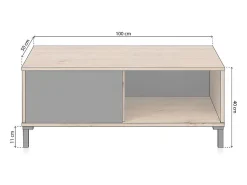 Mesa De Centro|duehome Mesa de centro Lea Gris Antracita - Roble Nodi Cinzento