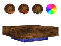 Mesa De Centro*vidaxl Mesa de centro LED em carvalho defumado 100x100x31 cm Natural escuro