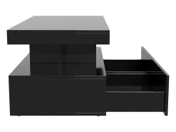 Mesa De Centro* Mesa de centro LED moderna, brilhante, com armazenamento, 2 gavetas, 104x54x46 cm, preta Preto