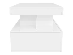 Mesa De Centro* Mesa de centro LED moderna, brilhante, com armazenamento, 2 gavetas, 104x54x46 cm, branca Branco