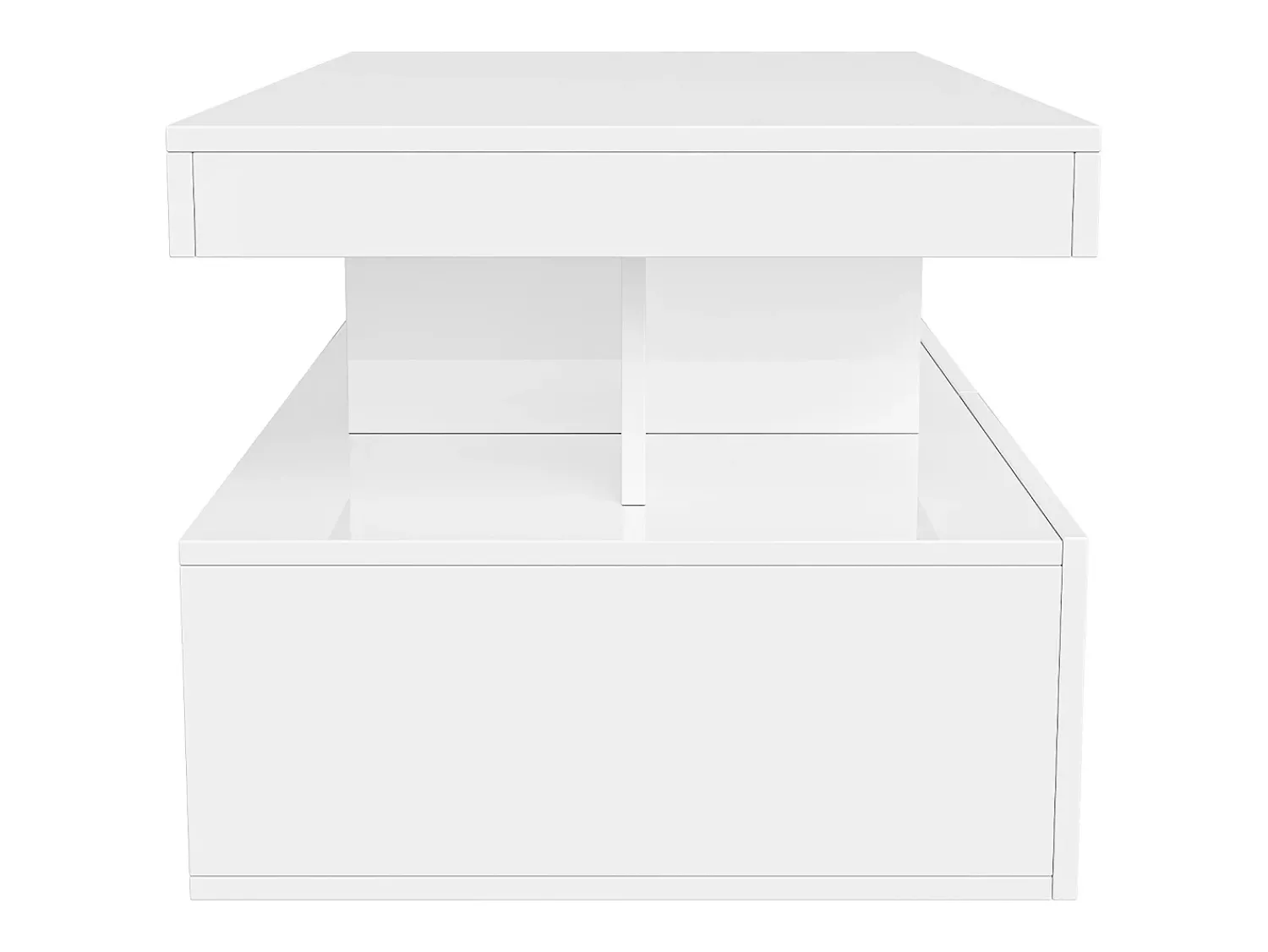 Mesa De Centro* Mesa de centro LED moderna, brilhante, com armazenamento, 2 gavetas, 104x54x46 cm, branca Branco