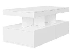 Mesa De Centro* Mesa de centro LED moderna, brilhante, com armazenamento, 2 gavetas, 104x54x46 cm, branca Branco