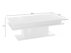 Mesa De Centro|Dmora Mesa de centro Leon, Mesa de centro baixa, Porta-revistas, 100% Fabricado na Itália, 100x55h42 cm, brilhante Branco
