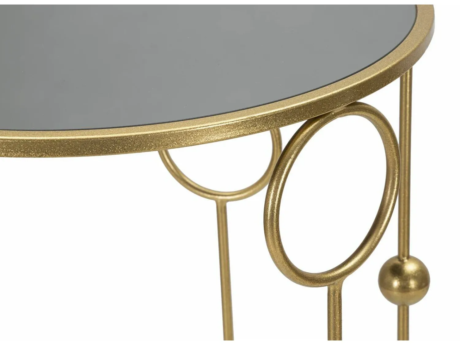 Outlet Dmora Mesa de centro Leonid, Mesa de centro baixa, Porta-revistas para sofá, Estante de sala, 50x50 h100 cm, Dourado
