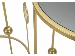 Outlet Dmora Mesa de centro Leonid, Mesa de centro baixa, Porta-revistas para sofá, Estante de sala, 50x50 h100 cm, Dourado