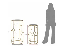 Outlet Dmora Mesa de centro Leonid, Mesa de centro baixa, Porta-revistas para sofá, Estante de sala, 50x50 h100 cm, Dourado