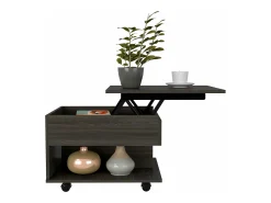 Mesa De Centro*TuHome Mesa de centro Luanda com rodízios , 29.46 cm X 79.75 cm X 54.35 cm , Carvão vegetal Cinzento