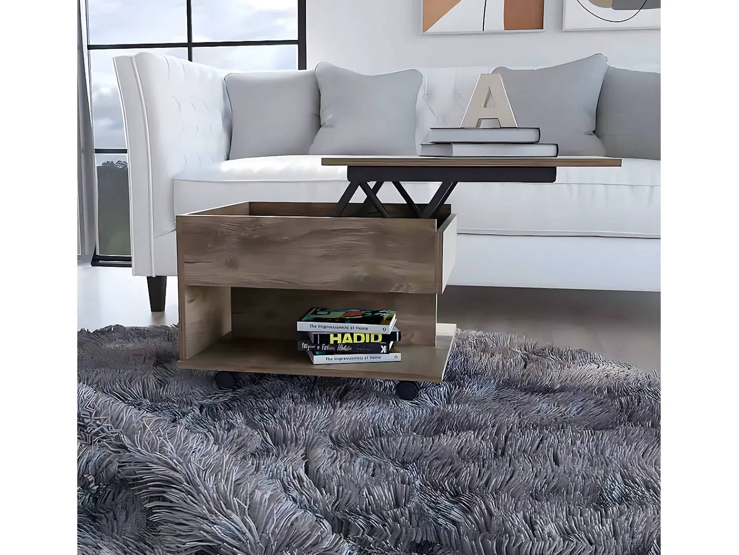 TuHome Mesa de centro Luanda em Melamina, com gaveta em calha metálica , 38.86 cm X 54.86 cm X 49.78 cm ,^ Mesa De Centro