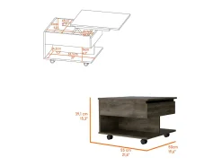 TuHome Mesa de centro Luanda em Melamina, com gaveta em calha metálica , 38.86 cm X 54.86 cm X 49.78 cm ,^ Mesa De Centro