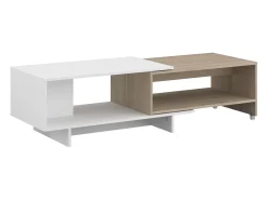 Mesa De Centro* Mesa de centro Lugo com tampo deslizante e telescópico, em carvalho branco e japonês. Natural claro / Branco