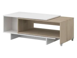 Mesa De Centro* Mesa de centro Lugo com tampo deslizante e telescópico, em carvalho branco e japonês. Natural claro / Branco