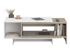 Mesa De Centro* Mesa de centro Lugo com tampo deslizante e telescópico, em carvalho branco e japonês. Natural claro / Branco