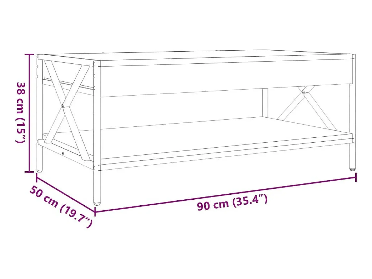 Mesa De Centro|vidaxl Mesa de centro luzes LED Infinity 90x50x38 cm carvalho sonoma Natural claro