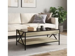 Mesa De Centro|vidaxl Mesa de centro luzes LED Infinity 90x50x38 cm carvalho sonoma Natural claro