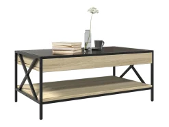 Mesa De Centro|vidaxl Mesa de centro luzes LED Infinity 90x50x38 cm carvalho sonoma Natural claro
