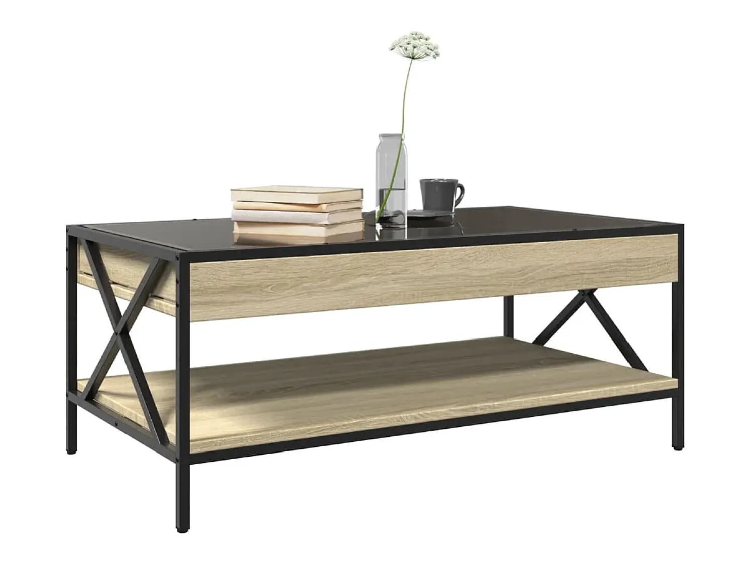 Mesa De Centro|vidaxl Mesa de centro luzes LED Infinity 90x50x38 cm carvalho sonoma Natural claro