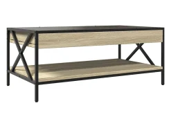 Mesa De Centro|vidaxl Mesa de centro luzes LED Infinity 90x50x38 cm carvalho sonoma Natural claro