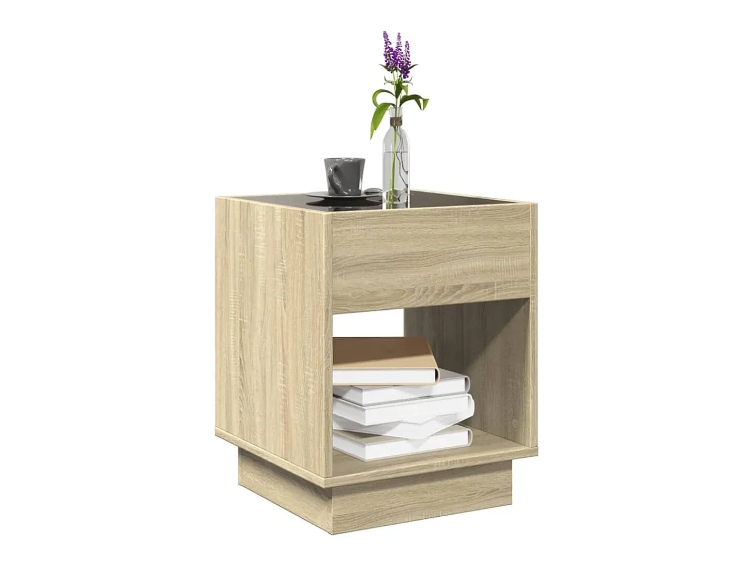 Mesa De Centro*vidaxl Mesa de centro luzes LED Infinity 40x40x50 cm carvalho sonoma Natural claro
