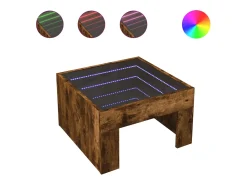 Mesa De Centro*vidaxl Mesa de centro luzes LED Infinity 50x50x30 cm carvalho fumado Natural claro