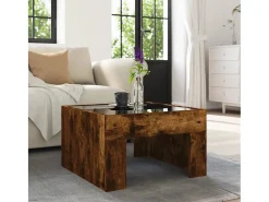 Mesa De Centro*vidaxl Mesa de centro luzes LED Infinity 50x50x30 cm carvalho fumado Natural claro