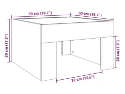 Mesa De Centro*vidaxl Mesa de centro luzes LED Infinity 50x50x30 cm carvalho fumado Natural claro