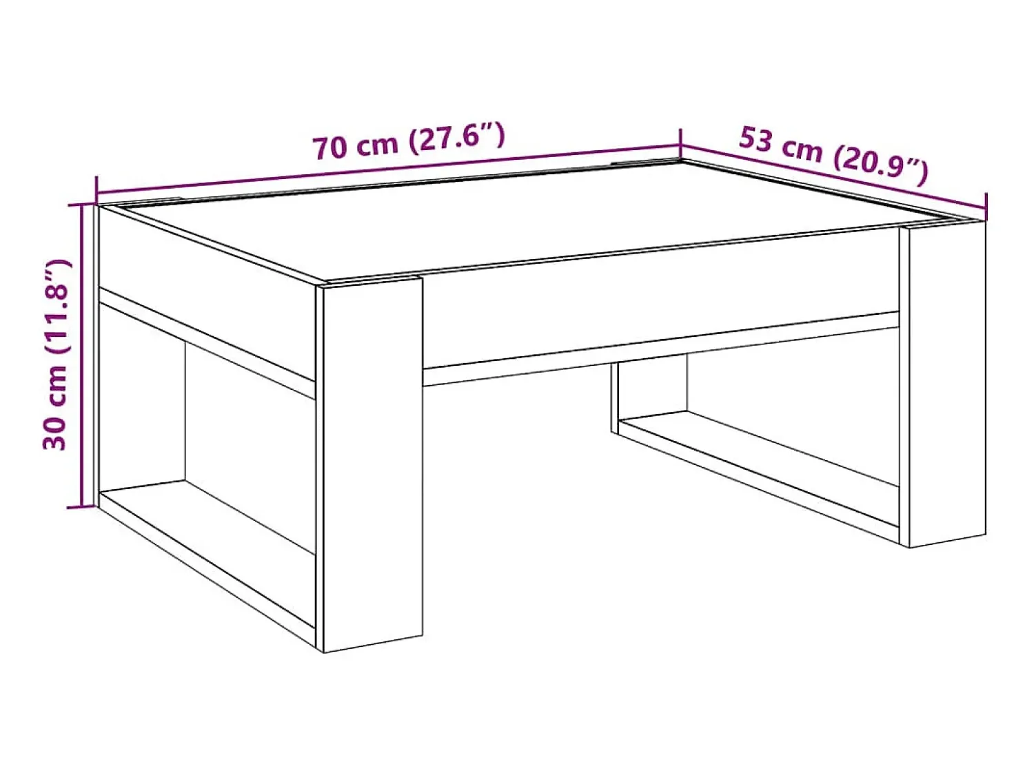 Mesa De Centro|vidaxl Mesa de centro luzes LED Infinity 70x53x30 cm sonoma Cinzento