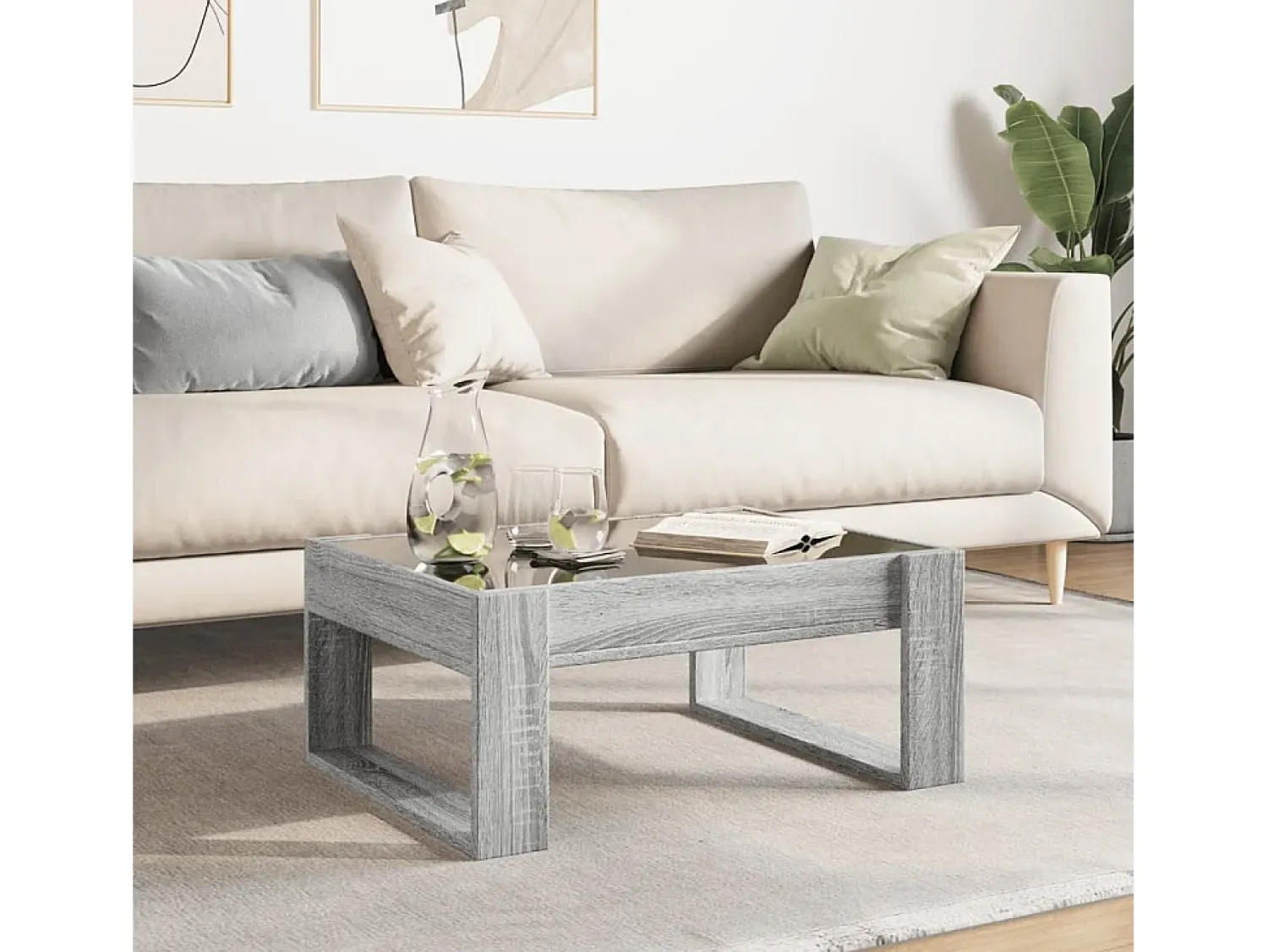 Mesa De Centro|vidaxl Mesa de centro luzes LED Infinity 70x53x30 cm sonoma Cinzento