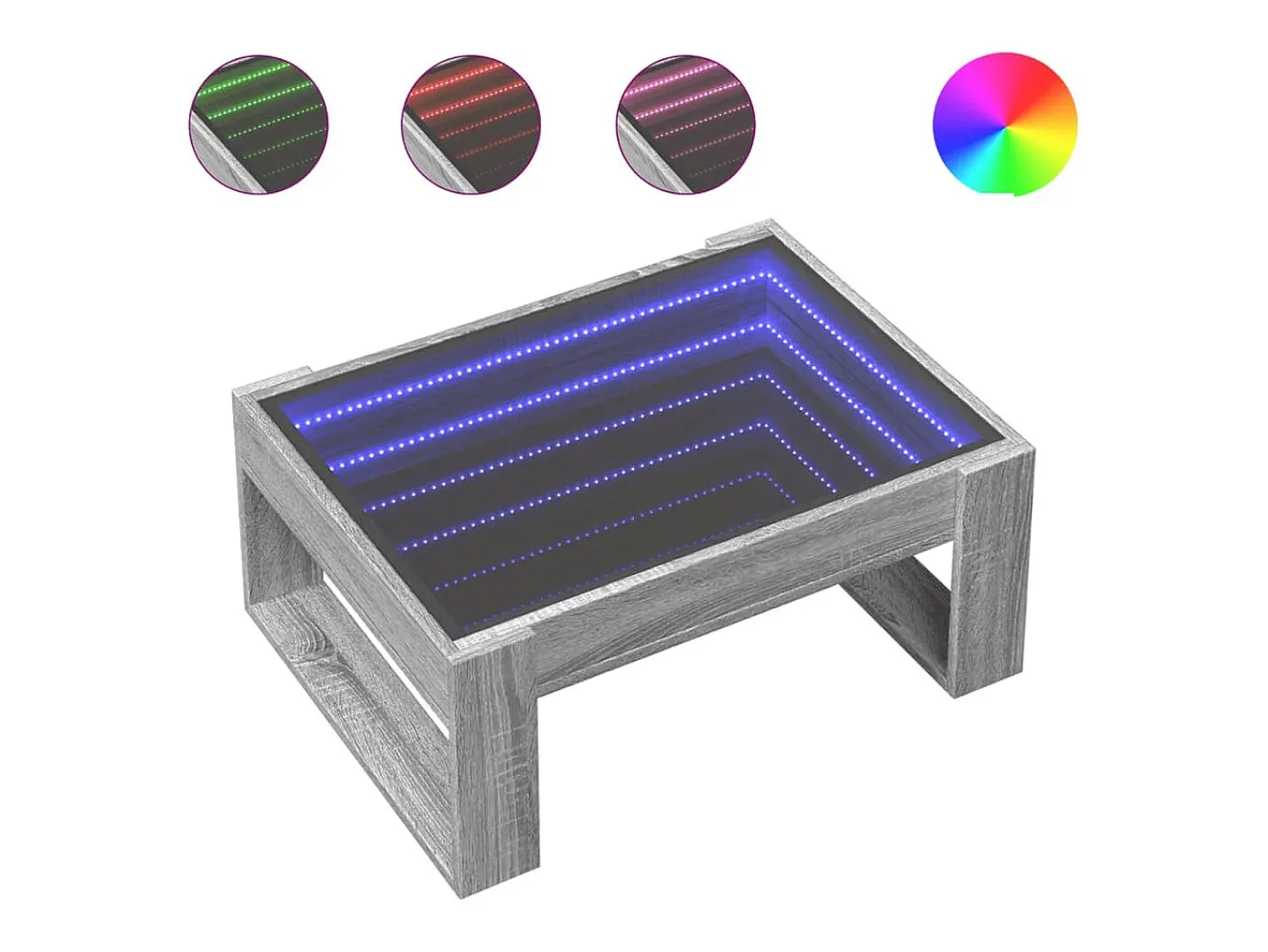 Mesa De Centro|vidaxl Mesa de centro luzes LED Infinity 70x53x30 cm sonoma Cinzento