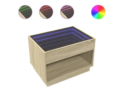 Sale vidaxl Mesa de centro luzes LED Infinity 70x50x50 cm carvalho sonoma Natural claro