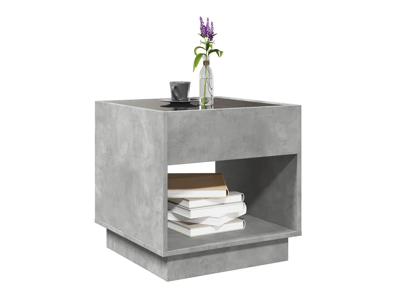 Mesa De Centro*vidaxl Mesa de centro luzes LED Infinity 50x50x50 cm cimento Cinzento