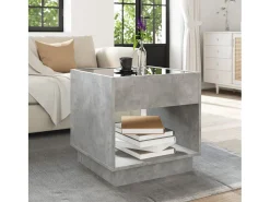 Mesa De Centro*vidaxl Mesa de centro luzes LED Infinity 50x50x50 cm cimento Cinzento