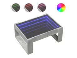 Mesa De Centro|vidaxl Mesa de centro luzes LED Infinity 70x53x30 cm cimento Cinzento