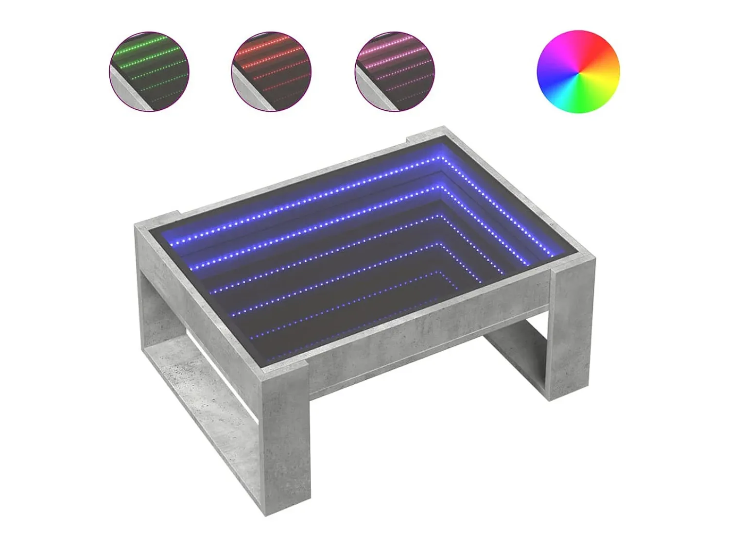 Mesa De Centro|vidaxl Mesa de centro luzes LED Infinity 70x53x30 cm cimento Cinzento