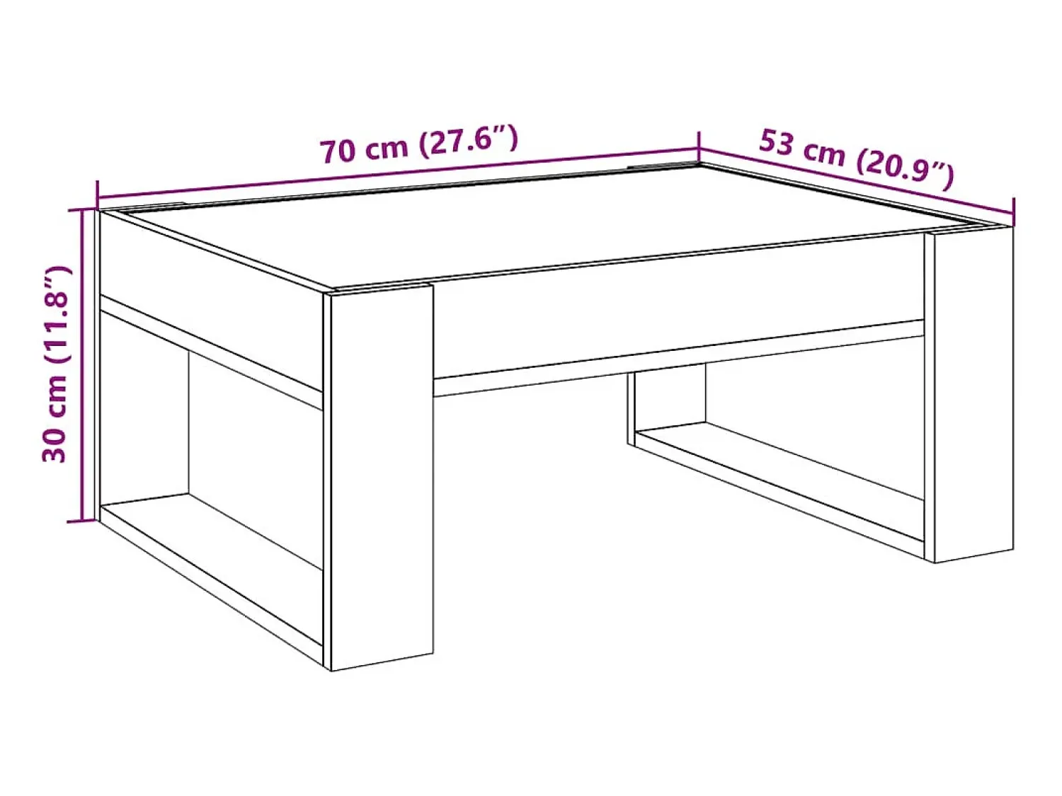 Mesa De Centro|vidaxl Mesa de centro luzes LED Infinity 70x53x30 cm cimento Cinzento
