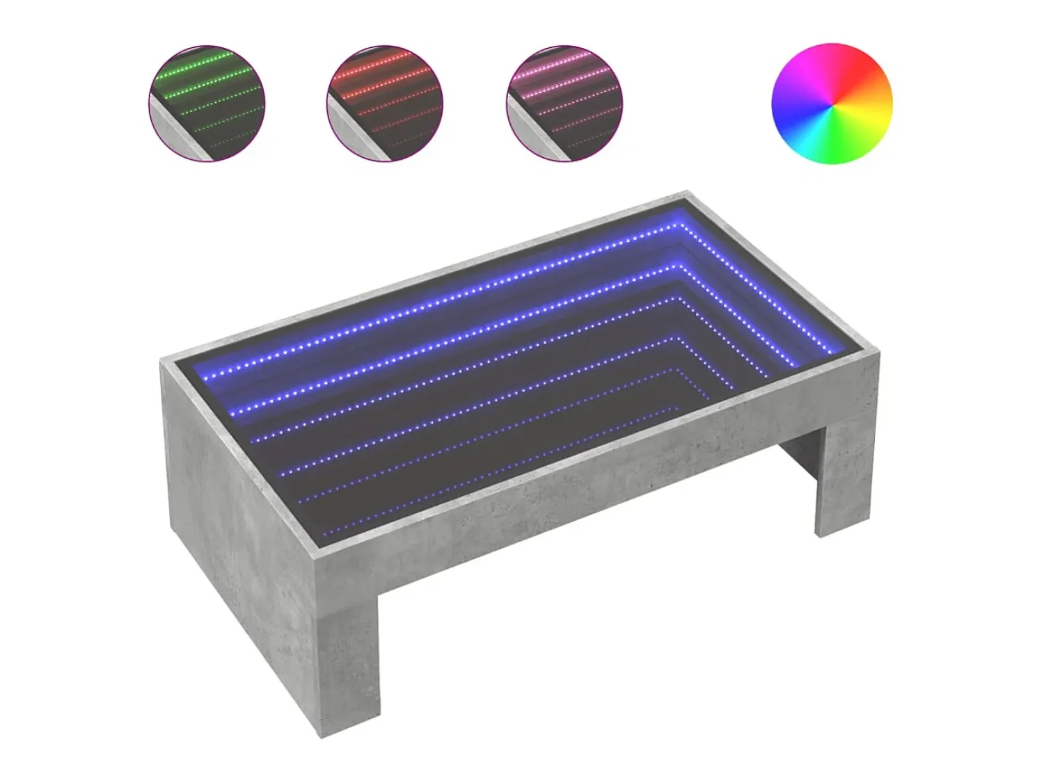 Mesa De Centro*vidaxl Mesa de centro luzes LED Infinity 90x50x30 cm cimento Cinzento
