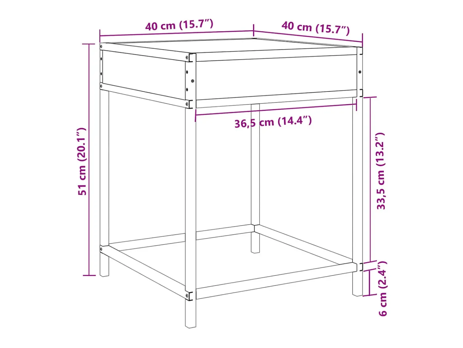 Clearance vidaxl Mesa de centro luzes LED Infinity 40x40x51 cm carvalho castanho Natural claro