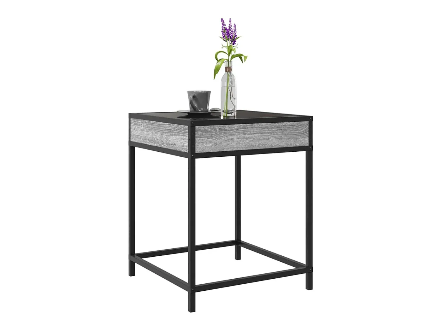 vidaxl Mesa de centro luzes LED Infinity 40x40x51 cm sonoma^ Mesa De Centro