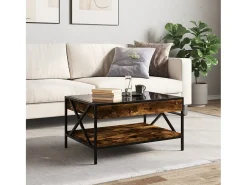 vidaxl Mesa de centro luzes LED Infinity 70x50x38 cm carvalho fumado^ Mesa De Centro