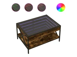 vidaxl Mesa de centro luzes LED Infinity 70x50x38 cm carvalho fumado^ Mesa De Centro