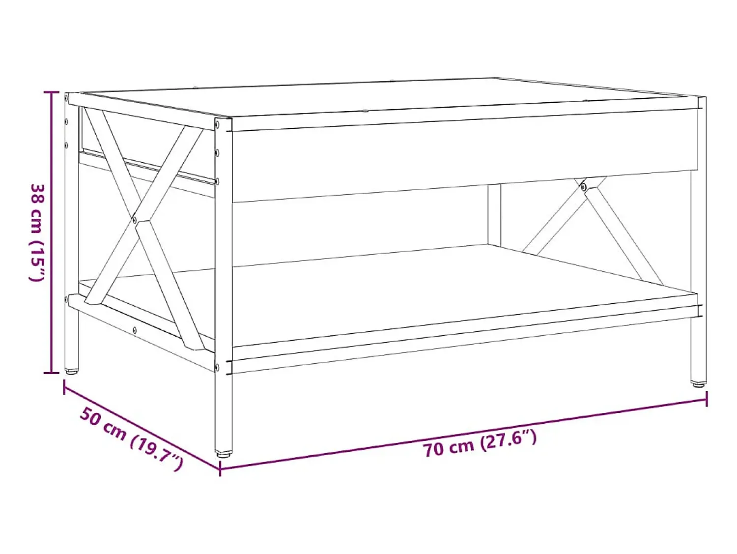 vidaxl Mesa de centro luzes LED Infinity 70x50x38 cm carvalho fumado^ Mesa De Centro