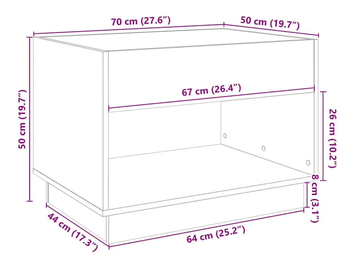 Mesa De Centro*vidaxl Mesa de centro luzes LED Infinity 70x50x50 cm sonoma Cinzento