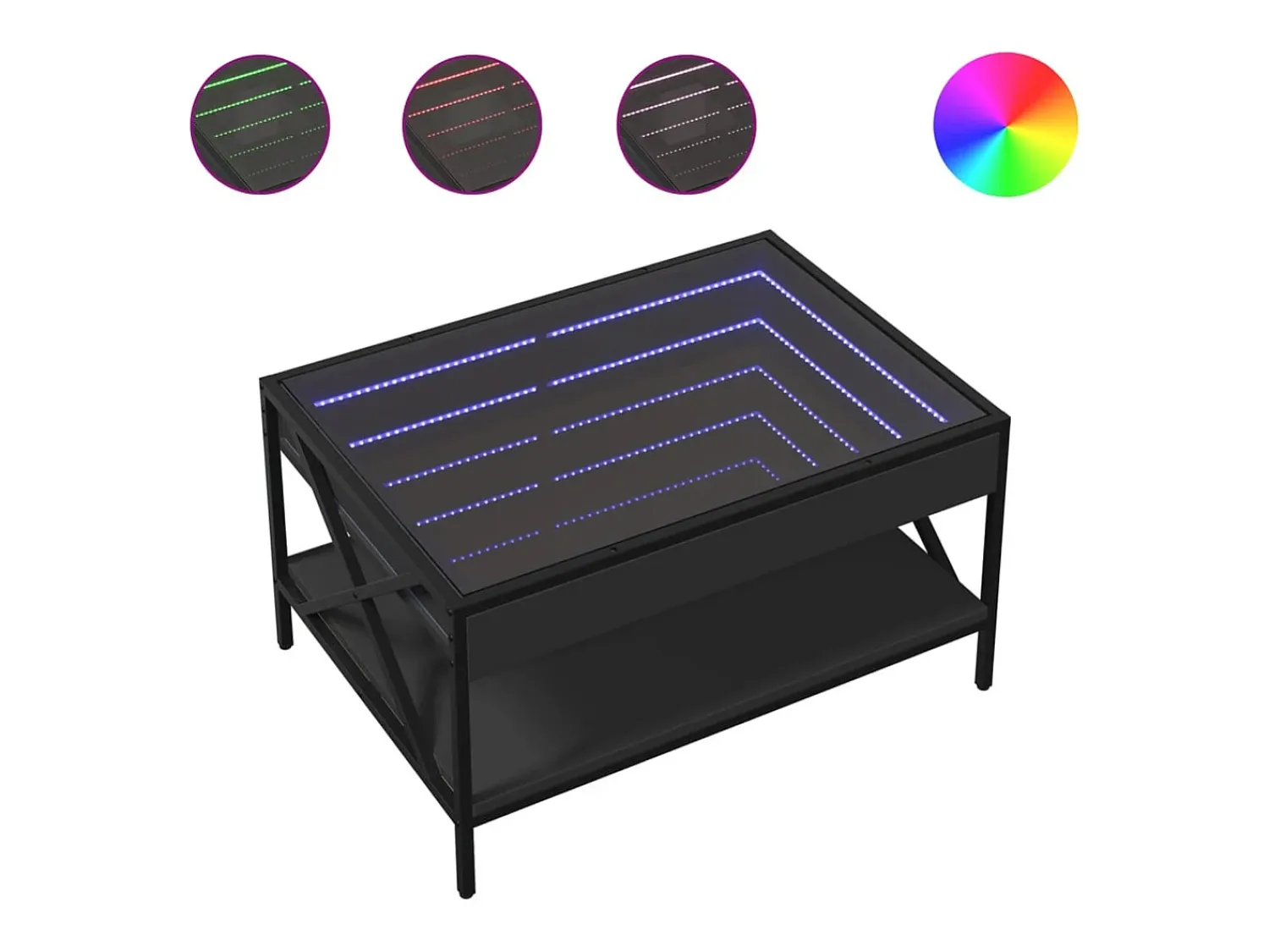 Mesa De Centro|vidaxl Mesa de centro luzes LED Infinity 70x50x38 cm Preto