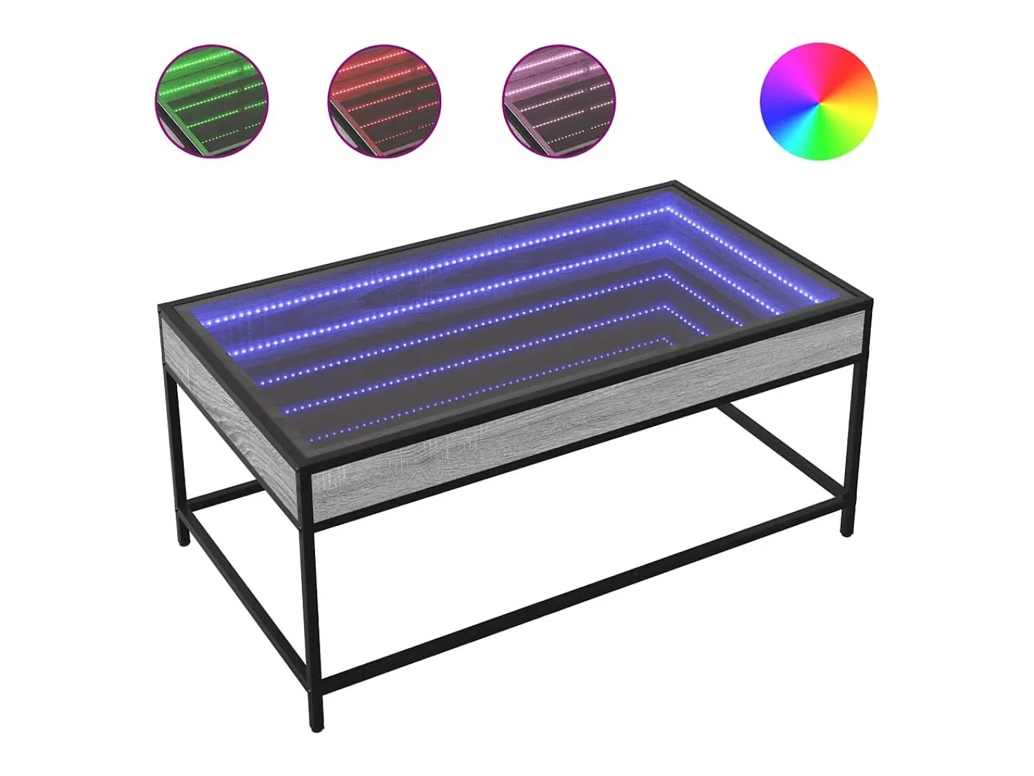 Mesa De Centro|vidaxl Mesa de centro luzes LED Infinity 90x50x41 cm sonoma Cinzento
