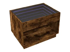 Mesa De Centro*vidaxl Mesa de centro luzes LED Infinity 70x50x50 cm carvalho fumado Natural claro