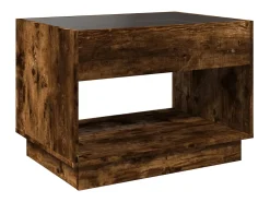 Mesa De Centro*vidaxl Mesa de centro luzes LED Infinity 70x50x50 cm carvalho fumado Natural claro