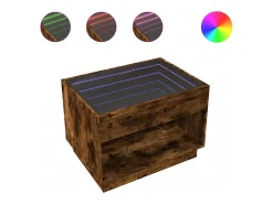 Mesa De Centro*vidaxl Mesa de centro luzes LED Infinity 70x50x50 cm carvalho fumado Natural claro