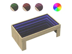 Mesa De Centro|vidaxl Mesa de centro luzes LED Infinity 90x50x30 cm carvalho sonoma Natural claro